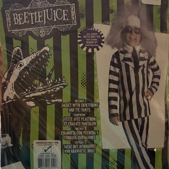 Rubie's Beetlejuice Kids Costume - Black and White - Picture 2 of 3
